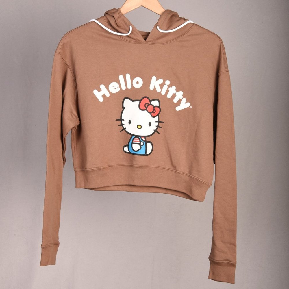 Hello Kitty by Sanrio Kawaii Y2K Cropped Hooded Sweatshirt Size M